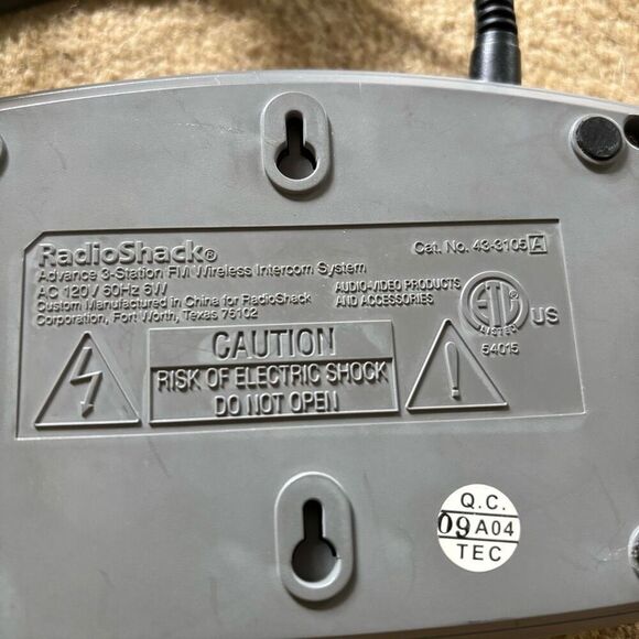 Radio Shack FM Wireless 3-Channel Intercom Model 43-3105A *Read* - Picture 5 of 5